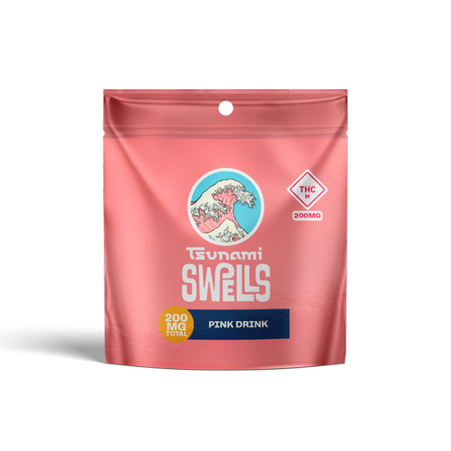 Pink Drink Tsunami Swells is a premium cannabis edible with sweet fruity flavor and smooth effects. Lab-tested and adult-use only.