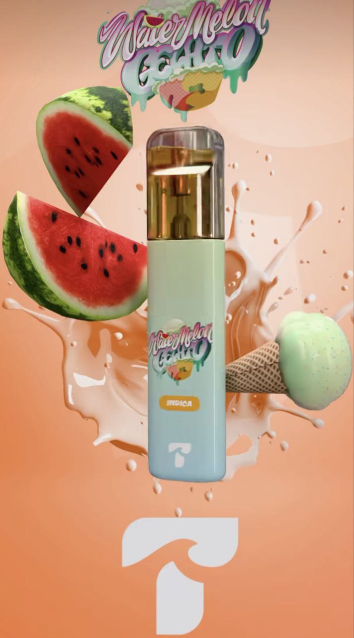 Watermelon Gelato Tsunami Disposable features sweet watermelon and creamy gelato flavor with smooth cannabis effects. Lab-tested and adult-use only.